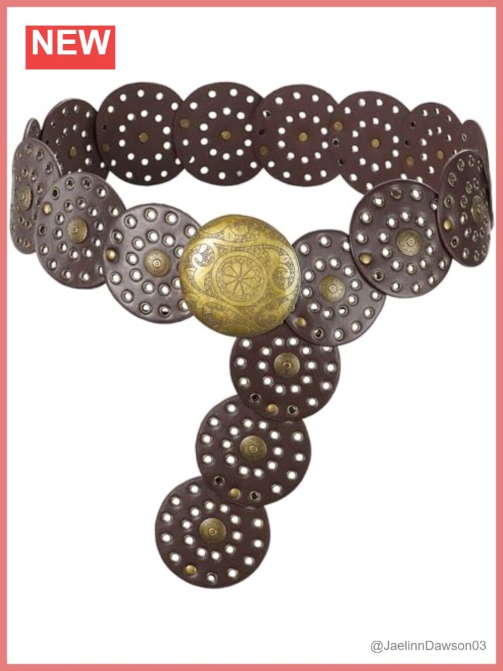 PU Leather Wide Disc Belt Vintage Boho Buckle Adjustable Women's Waist